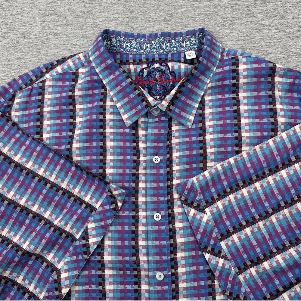 Robert Graham Blue and Purple Plaid Button-Up Shirt